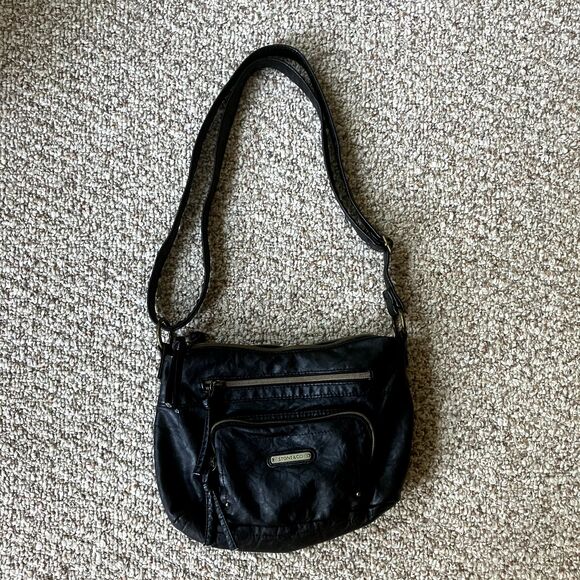 Stone Mountain Black Crossbody Bag Zipper Pockets Adjustable Strap Classic - Picture 1 of 16
